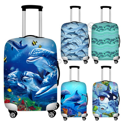 Okeāna stila Dolphin Print bagāžas aizsargājoši putekļu pārsegi, elastīgi 18-32 collu ceļojumu čemodānu pārsegi bagāžas pārsegi
