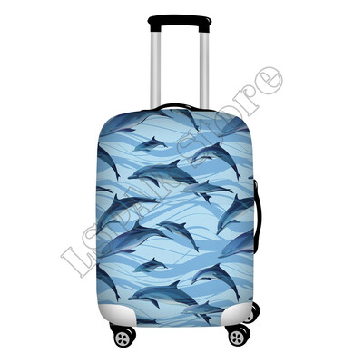 Ocean Style Dolphin Print poggyászvédő porvédők, rugalmas 18-32 hüvelykes utazási bőröndvédő poggyásztakarók