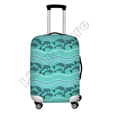 Ocean Style Dolphin Print poggyászvédő porvédők, rugalmas 18-32 hüvelykes utazási bőröndvédő poggyásztakarók