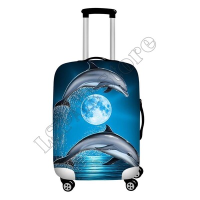 Ocean Style Dolphin Print poggyászvédő porvédők, rugalmas 18-32 hüvelykes utazási bőröndvédő poggyásztakarók