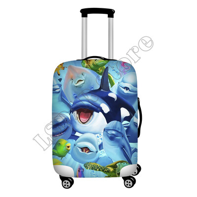 Ocean Style Dolphin Print poggyászvédő porvédők, rugalmas 18-32 hüvelykes utazási bőröndvédő poggyásztakarók