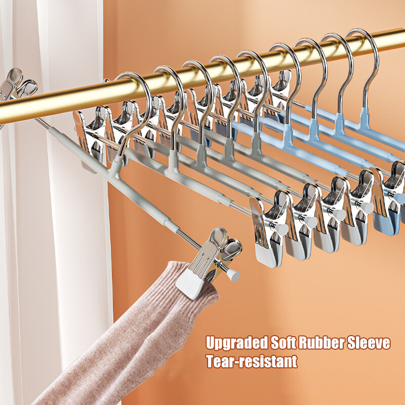 5-10db ruhaállvány állítható klipsszel Csúszásgátló fém szélálló ruhaakasztó nadrág kabát szoknya kapocs Szekrényrendező