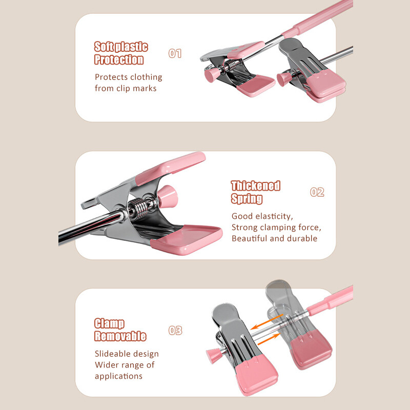 5-10db ruhaállvány állítható klipsszel Csúszásgátló fém szélálló ruhaakasztó nadrág kabát szoknya kapocs Szekrényrendező