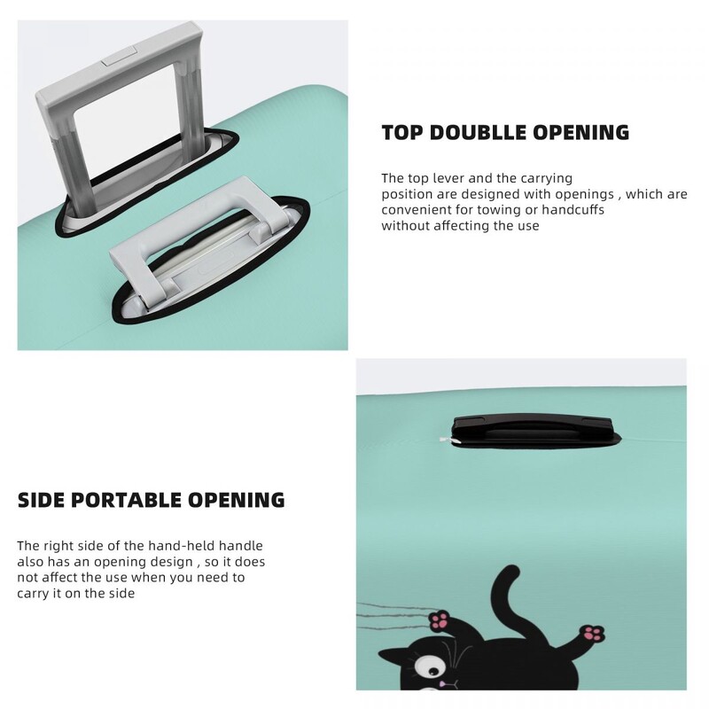 Mielas juodos katės lagamino užvalkalas, atostogos gyvūnai, spausdinimas, lagaminų priedai, verslo apsauga