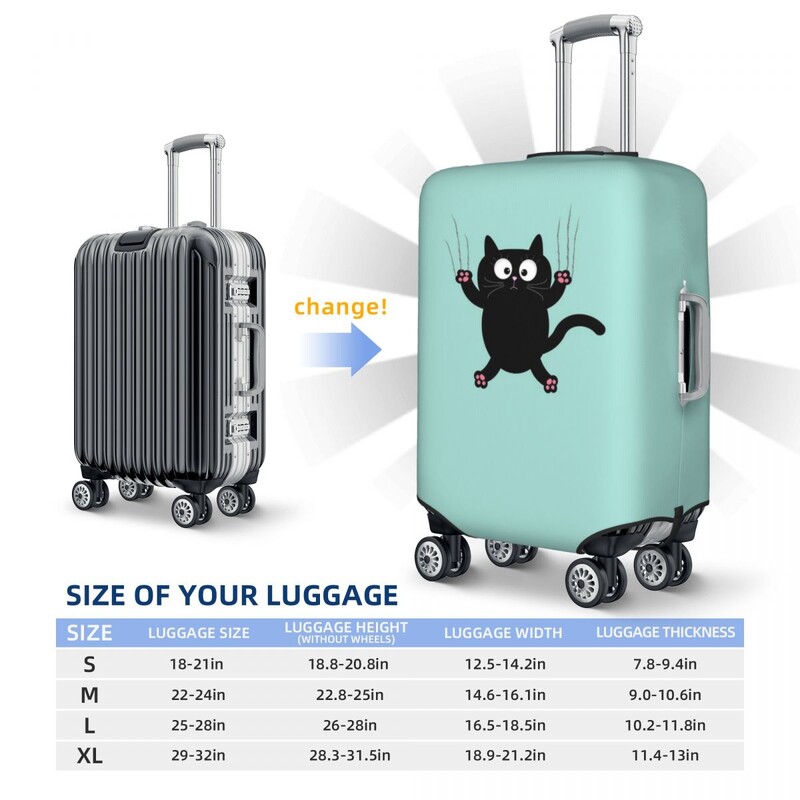 Mielas juodos katės lagamino užvalkalas, atostogos gyvūnai, spausdinimas, lagaminų priedai, verslo apsauga