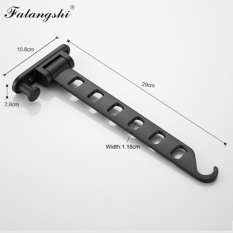 „Falangshi“ drabužių kabykla, juoda, besisukanti drabužių kabyklos sieninė kabykla, džiovinimo kabykla, aliuminio drabužių kabykla WB3018