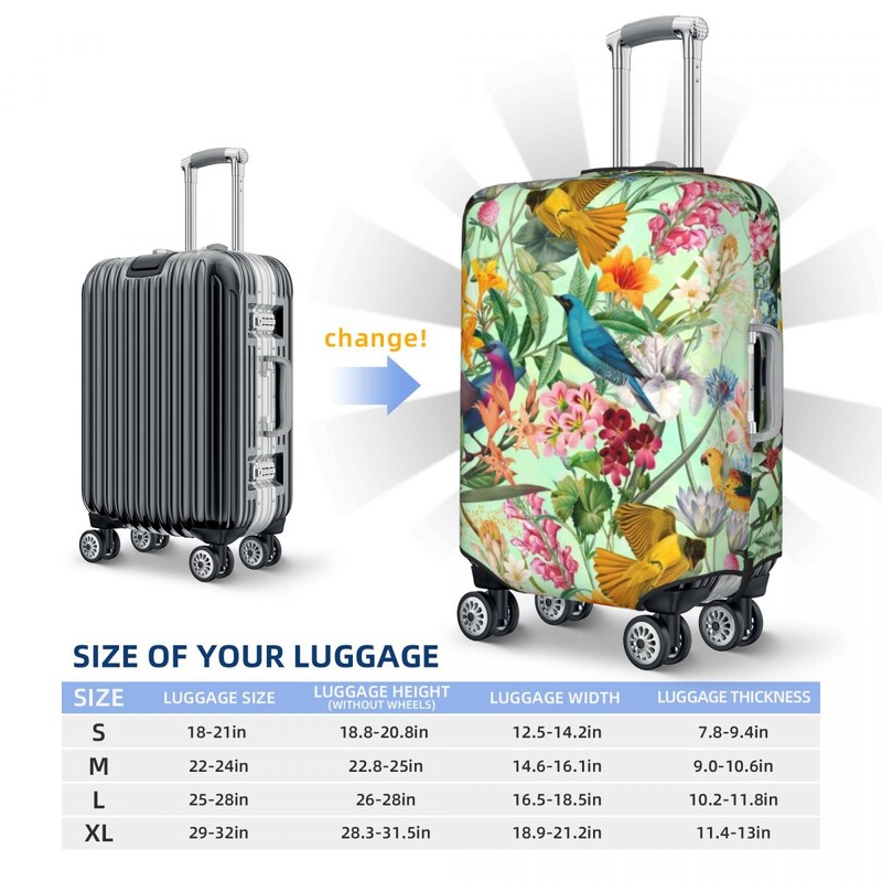 Színes madarak nyomat bőröndhuzat Tropical Paradise Virágos nyaralás Utazás Praktikus poggyász Kiegészítők Védelem