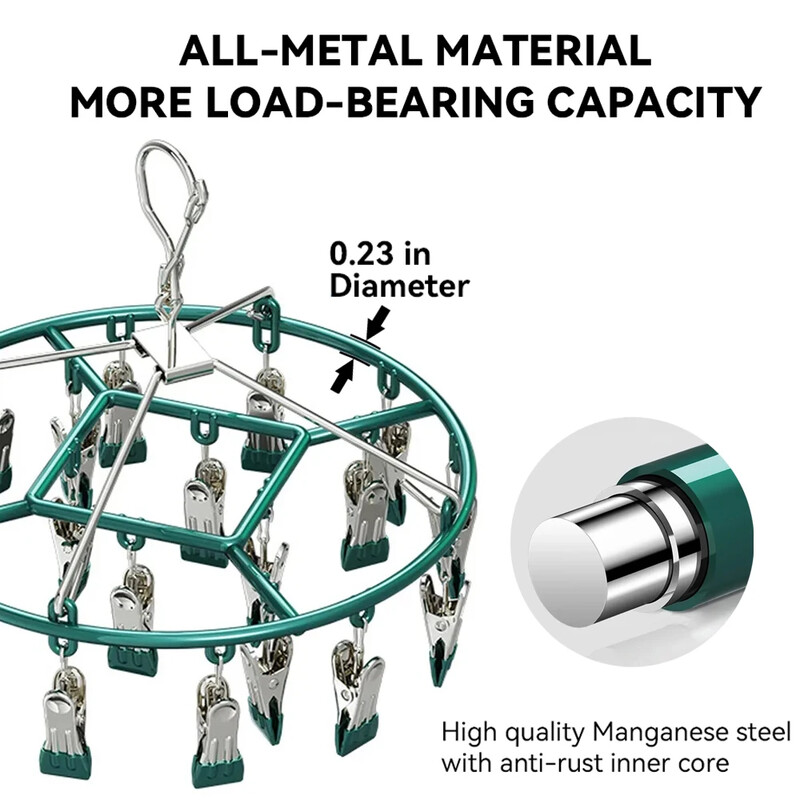 Umeraș pentru uscare haine din oțel inoxidabil Agrafe pentru suport de îmbrăcăminte rezistent la vânt Șosete prosop Sutien Aer rufe Umeraș pentru lenjerie de corp Suport șosete