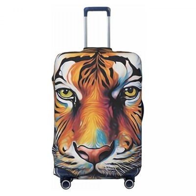 Élénk tigrisfej bőröndhuzat Absztrakt művészet utazási repülés Hasznos poggyászkiegészítők védő