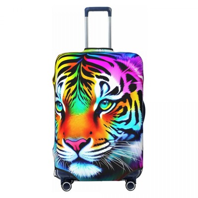 Élénk tigrisfej bőröndhuzat Absztrakt művészet utazási repülés Hasznos poggyászkiegészítők védő
