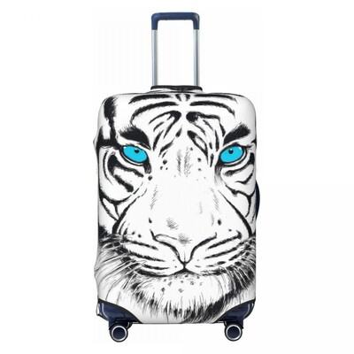 Élénk tigrisfej bőröndhuzat Absztrakt művészet utazási repülés Hasznos poggyászkiegészítők védő