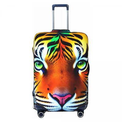 Élénk tigrisfej bőröndhuzat Absztrakt művészet utazási repülés Hasznos poggyászkiegészítők védő