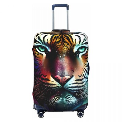 Élénk tigrisfej bőröndhuzat Absztrakt művészet utazási repülés Hasznos poggyászkiegészítők védő