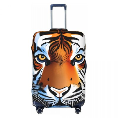 Élénk tigrisfej bőröndhuzat Absztrakt művészet utazási repülés Hasznos poggyászkiegészítők védő