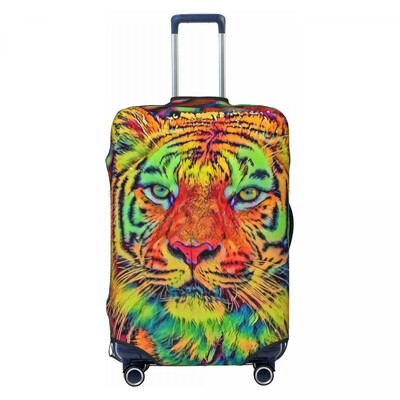 Élénk tigrisfej bőröndhuzat Absztrakt művészet utazási repülés Hasznos poggyászkiegészítők védő