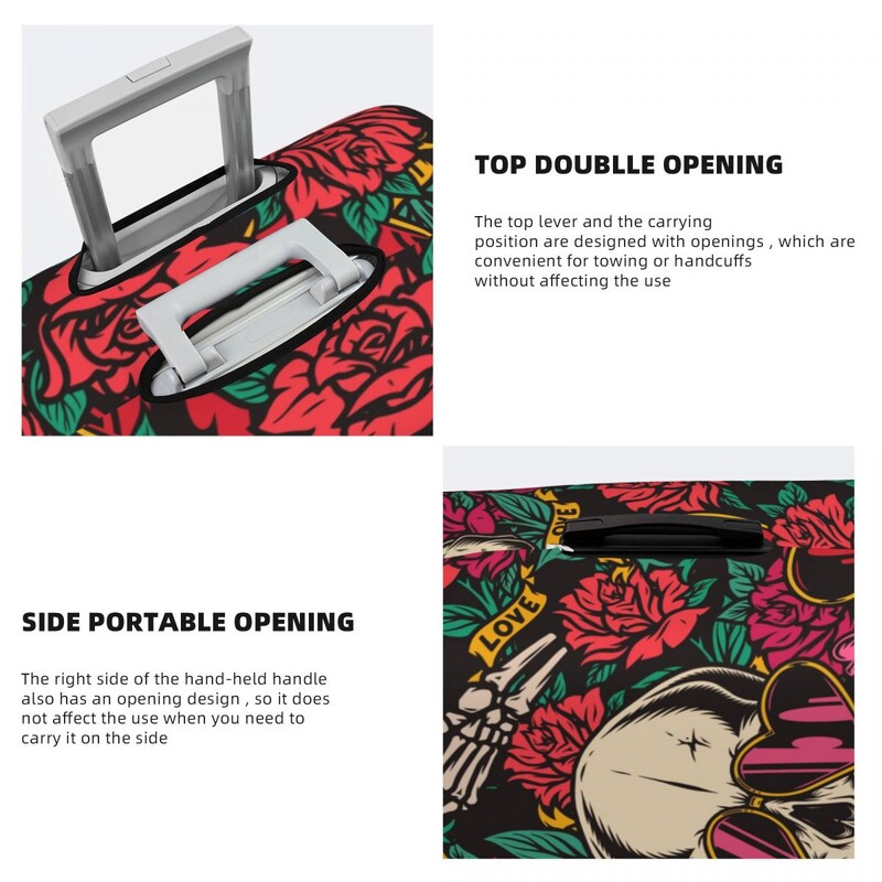 Love Skulls Print Bőrönd borító Vintage Valentin-napi nyaralás körutazás Elasztikus poggyászkiegészítők védő