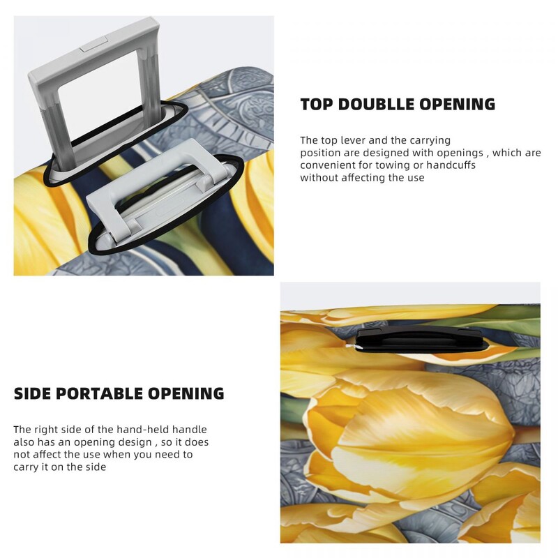 Sárga tulipán virág bőröndhuzat akvarell növényvédő üdülési elasztikus poggyász kellékek