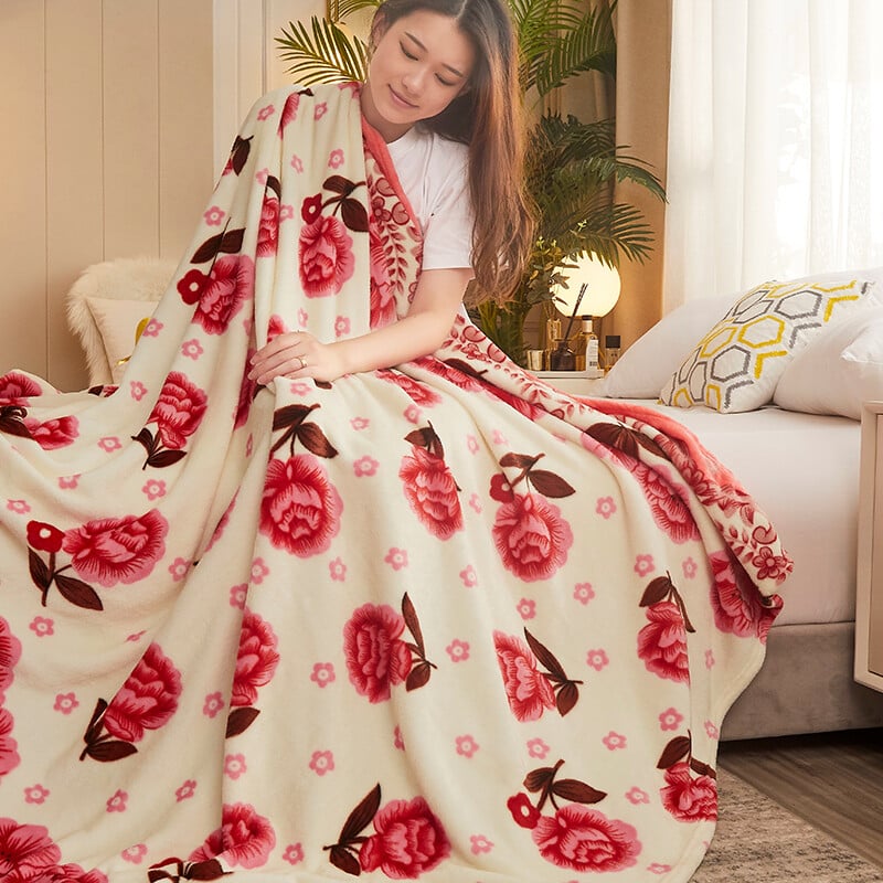 Pătură subțire pentru vară Pătură de flanel din lână corali moale pentru paturi Plaiduri imprimate cu flori pentru pat Pătură single/Queen/King Size