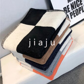 Pătură de cașmir în carouri 135x180cm Eșarfă din lână super moale, șal, iarnă, călduroasă, lux, canapea extensibilă, fleece, tricotată, pătură pelerina