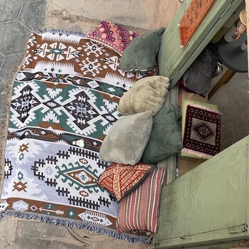 Vintage Κουβέρτες Bohemian Knit Throw Κουβέρτα Κρεβάτι Καναπές Καρό Μαλακή Πετσέτα Κρεβάτι Καρό Ταπετσαρία Τραπεζομάντιλο Cobertor