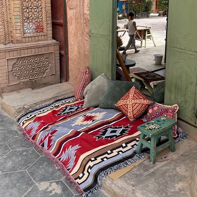 Pături vintage, tricot boem, cu ață, pătură pat canapea în carouri prosop moale pat în carouri tapiserie cuvertură de pat față de masă Cobertor