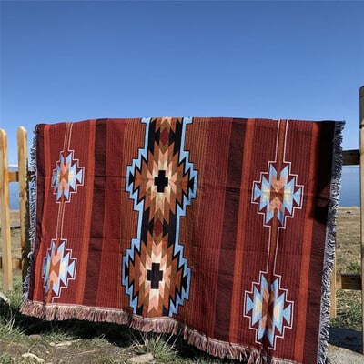 Pături vintage, tricot boem, cu ață, pătură pat canapea în carouri prosop moale pat în carouri tapiserie cuvertură de pat față de masă Cobertor