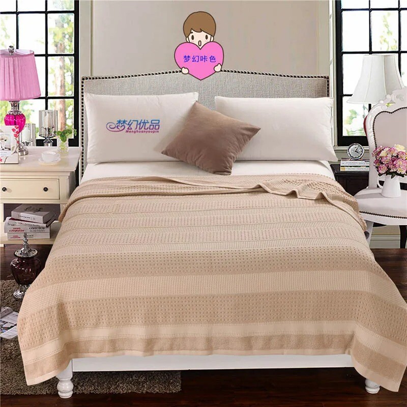 Žakardo medvilninių rankšluosčių siūlų antklodė suaugusiems, vaikams, minkšta orui pralaidi lovatiesė, vasarinė antklodė ant sofos / lovos