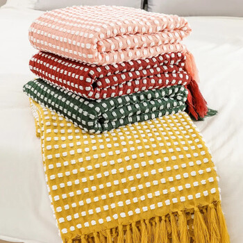 Nordic White Casual Blankets Throws Μαλακό, άνετο πλεκτό σάλι Καναπές κουβέρτα Κάλυμμα κρεβατιού Travel Hotel Διακοσμητικό κάλυμμα κρεβατιού