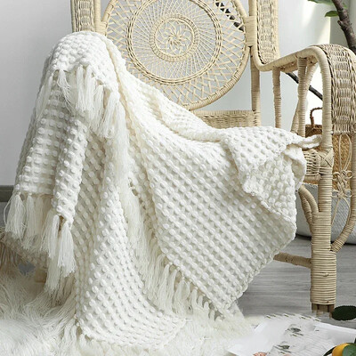 Nordic White Casual Blankets Throws Mäkké pohodlné pletené šály na pohovku, deka, obliečky na koniec postele, cestovné, hotelové, dekoratívne prehozy