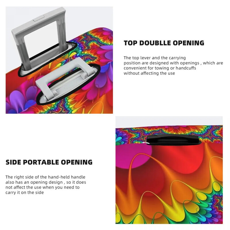 Rainbow Splash bőröndhuzat Psychedelic Print Repülőgép Üzleti Rugalmas Poggyászkellékvédő Védő
