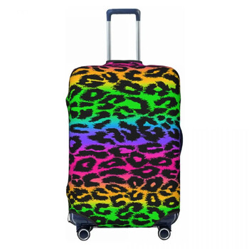 Ретро 80S Калъф за куфар Flight Leopard Rainbow Print Забавни принадлежности за багаж Протектор за пътуване