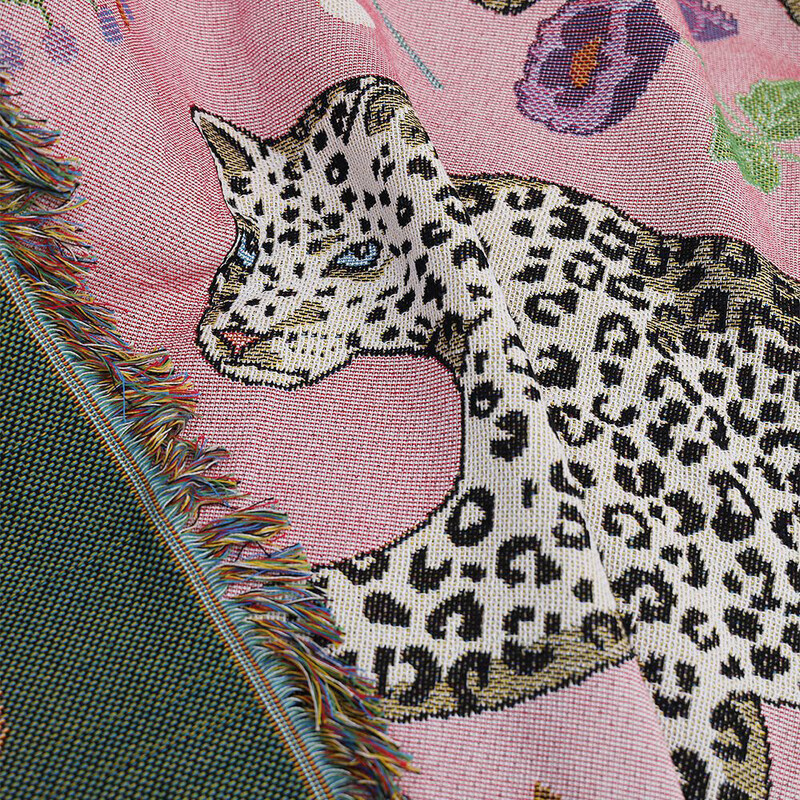 Plážové ružové deky na pohovku, žakárová leopardia deka, pletená deka na pohovku, prehoz na posteľ, poťah na pohovku, gobelín na bytové dekorácie