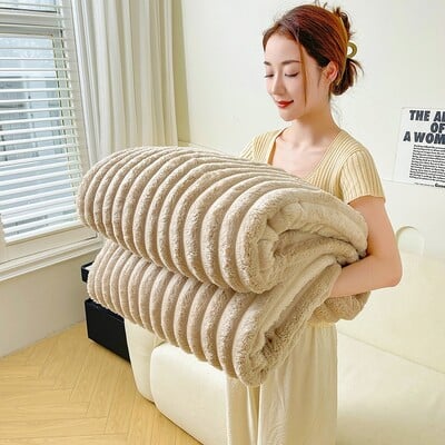 2024 Nyúlutánzat bársony takaró egyrétegű puha flanel polár kanapé huzat kényelmes ágytakaró otthoni ágynemű textil 150*200