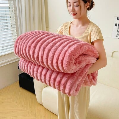 2024 Nyúlutánzat bársony takaró egyrétegű puha flanel polár kanapé huzat kényelmes ágytakaró otthoni ágynemű textil 150*200