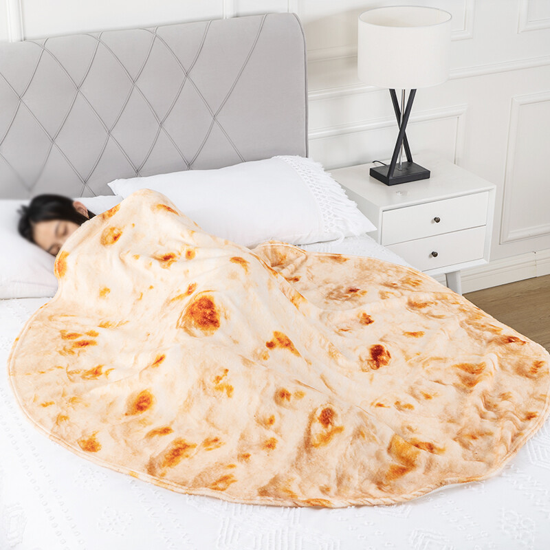 Deka Battilo Tortilla Vtipné prikrývky na jedlo Na posteľ Pohovka Mäkká flanelová prikrývka na posteľ Teplá okrúhla deka Posteľ Plaid Dekor