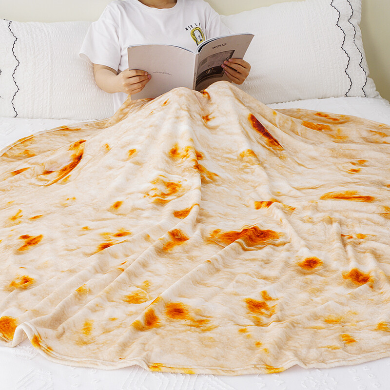 Deka Battilo Tortilla Vtipné prikrývky na jedlo Na posteľ Pohovka Mäkká flanelová prikrývka na posteľ Teplá okrúhla deka Posteľ Plaid Dekor