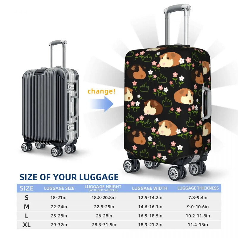 Egyedi tengerimalac és virágos poggyászvédő védő aranyos állati utazó bőröndhuzatok 18-32 hüvelykeshez