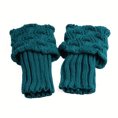 Κομψές γυναικείες χειμερινές μανσέτες για μπότες - Μαλακά πλεκτά ακρυλικά θερμαντικά ποδιών, άνετες ελαστικές κάλτσες στον αστράγαλο, 1 ζευγάρι