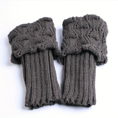 Κομψές γυναικείες χειμερινές μανσέτες για μπότες - Μαλακά πλεκτά ακρυλικά θερμαντικά ποδιών, άνετες ελαστικές κάλτσες στον αστράγαλο, 1 ζευγάρι