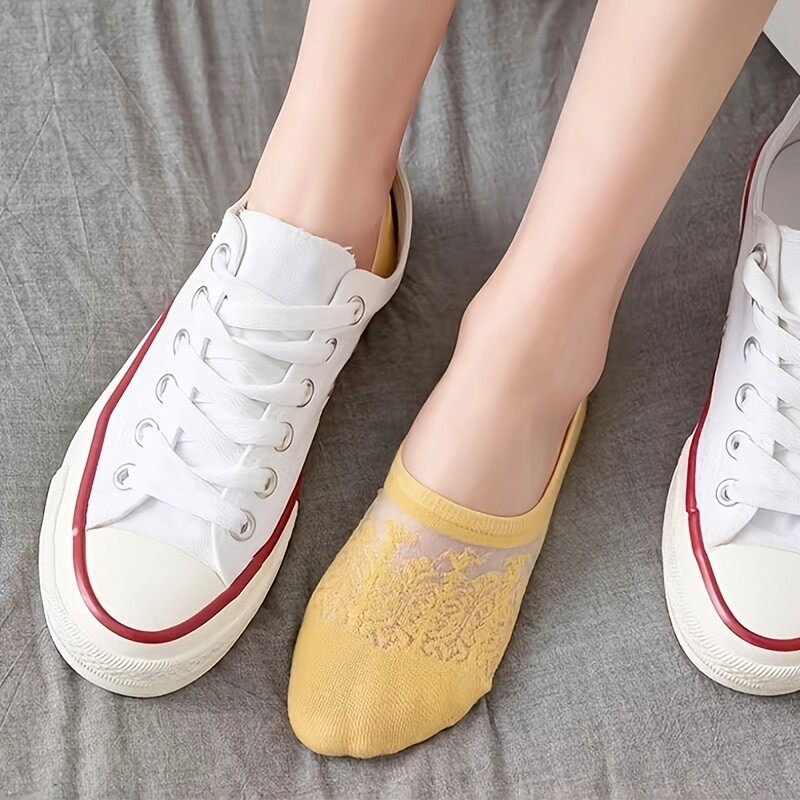 Dámske čipkované ponožky s 8 vrstvami, ktoré sa neviditeľne pripínajú 