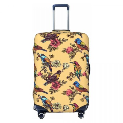 Paukščių ir gėlių lagamino užvalkalas Pretty Birdie Flight Cruise Trip Strectch Bagažo dėklo apsauga