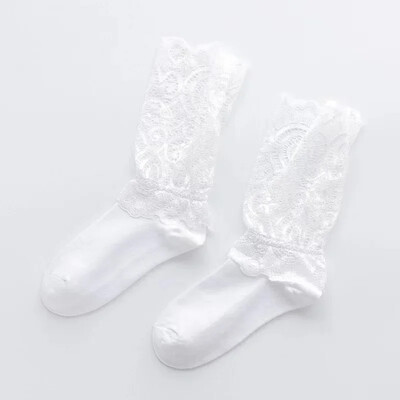 Seksi čipkane mrežaste čarape s cvjetnim motivima Ženske crne prozirne kratke pamučne čarape Za žene Elastične retro slatke čarape Ženske nove