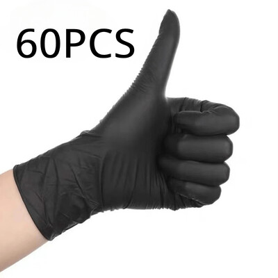 60/30 ks jednorazové čierne nitrilové rukavice do kuchyne, varenie, ochrana pri práci, čierne rukavice na pracovné náradie, domáce rukavice