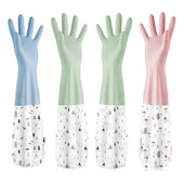 1 pár hosszú mosogatókesztyű Háztartási húzózsinór vízálló gumi mosodai kesztyű újrafelhasználható, tartós virágtisztító kesztyűvel