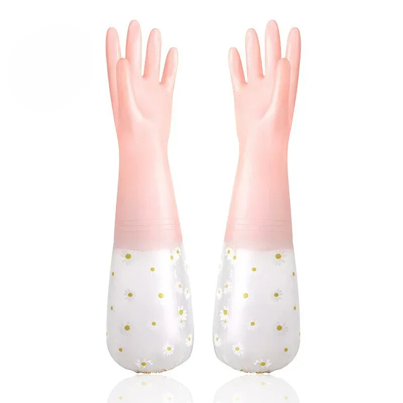 1 pár hosszú mosogatókesztyű Háztartási húzózsinór vízálló gumi mosodai kesztyű újrafelhasználható, tartós virágtisztító kesztyűvel