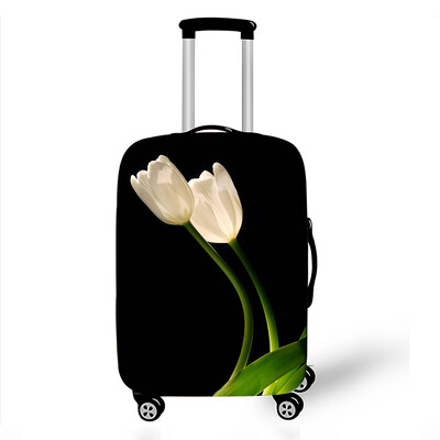 Gražūs tulpių spausdinimo bagažo dangteliai pavasario gėlių rašto lagamino užvalkalai, labai elastingi kelioninio vežimėlio apsauginė organizatorius