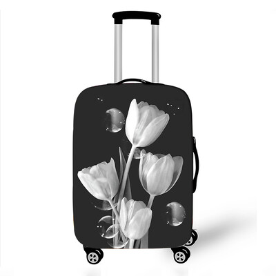 Gražūs tulpių spausdinimo bagažo dangteliai pavasario gėlių rašto lagamino užvalkalai, labai elastingi kelioninio vežimėlio apsauginė organizatorius