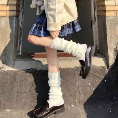 Kawaii Lolita Ankle Leg Warmer Дълги чорапи за жени Момичета До коляното Високи плетени калъфи за крака Гети Ботуши Маншети Чорапи