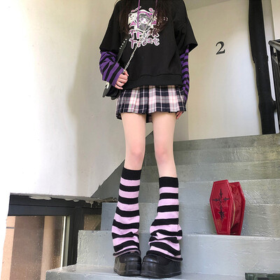 Női lábmelegítő őszi és téli szalag Lolita fekete térdmelegítő hosszú zokni JK kötött lány fehér lábmelegítő