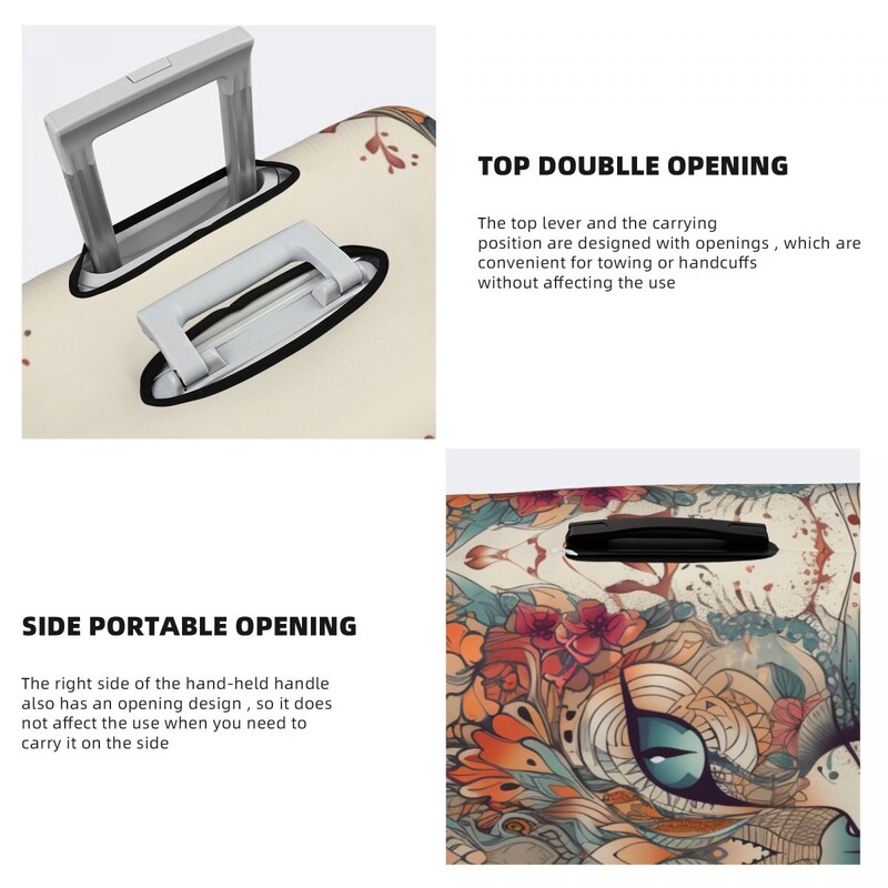 Katės lagamino užvalkalas šventinis gyvūnas gėlių mandala Naudingi bagažo reikmenys kelionių apsauga